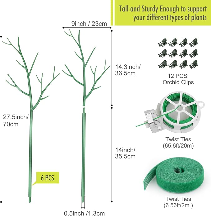 6 Pack Plant Support Stakes for Indoor Plants, 27.56 Inch Twig Plant Sticks - Image 2