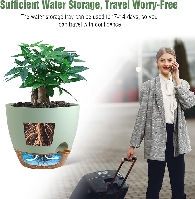 12 inch Large Self Watering Pots, Plastic Planters - Image 5
