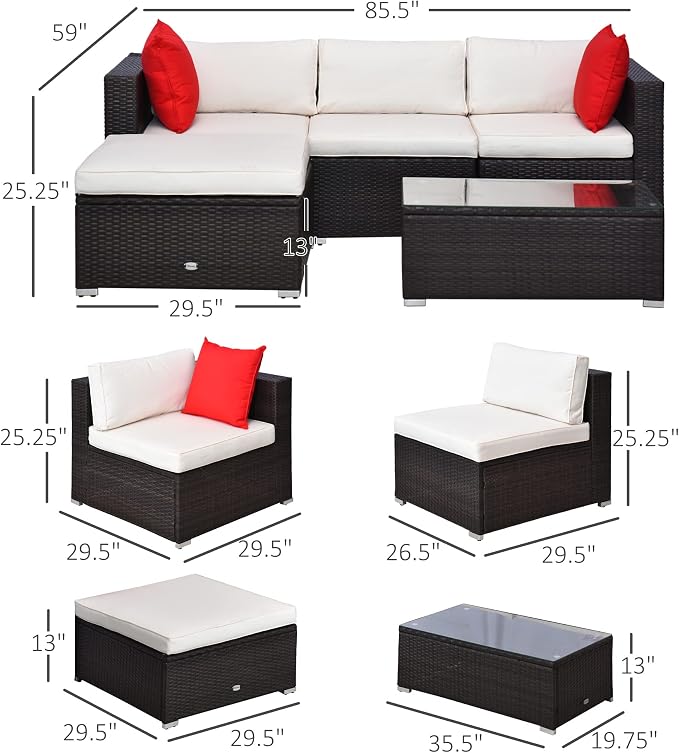 Outsunny 5-Piece Patio Furniture Set - Image 7