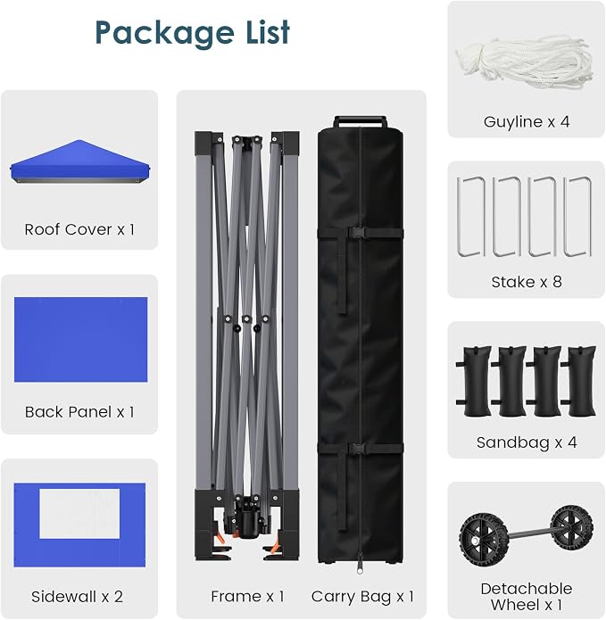 Pop Up Canopy Tent with Sidewalls, 10x10ft 10 Person Party Tent One Push Setup - Image 6