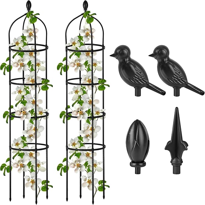 2 Pcs Garden Obelisk Trellis for Climbing Plants Outdoor 6 Ft Rose Bush Round by Miuwauer