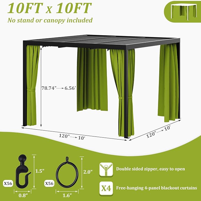 Gazebo Universal Replacement Privacy Curtain, 4-Panels Sidewall Curtains - Image 2