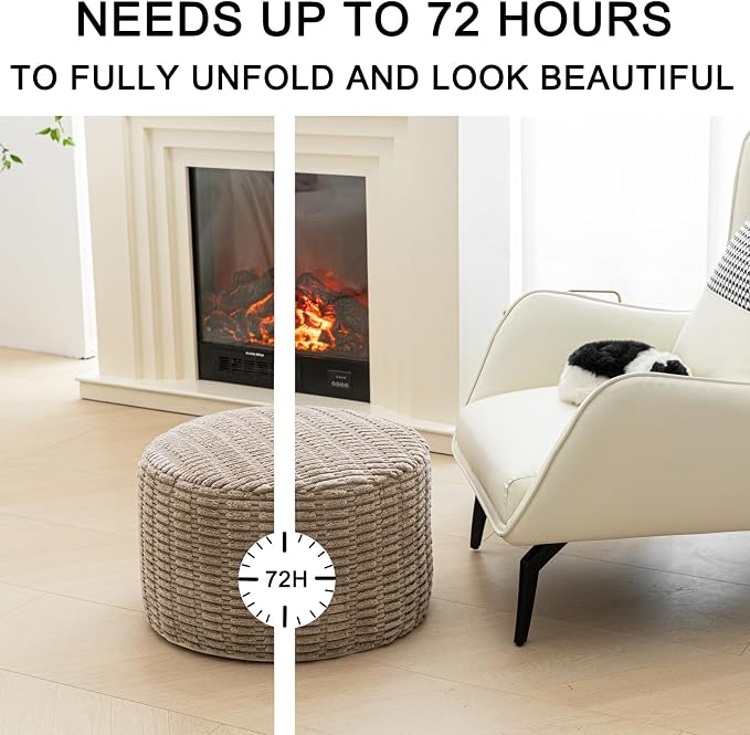 Asuprui Pouf Ottoman Stuffed Round Modern Foam Filled Ottoman Foot Rest Poufs - Image 4