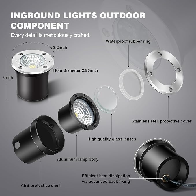 4 Pack 3w 12v Low Voltage In-ground Lights LED Landscape Light Waterproof IP67 - Image 3
