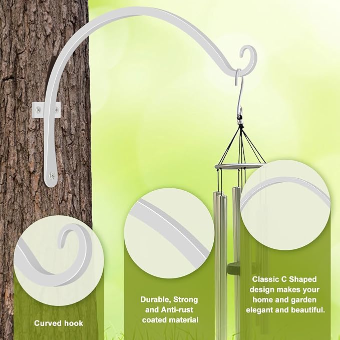 FEED GARDEN 2 Pack 12 Inch Hanging Plant Bracket Wall Hooks Decorative Plant - Image 3