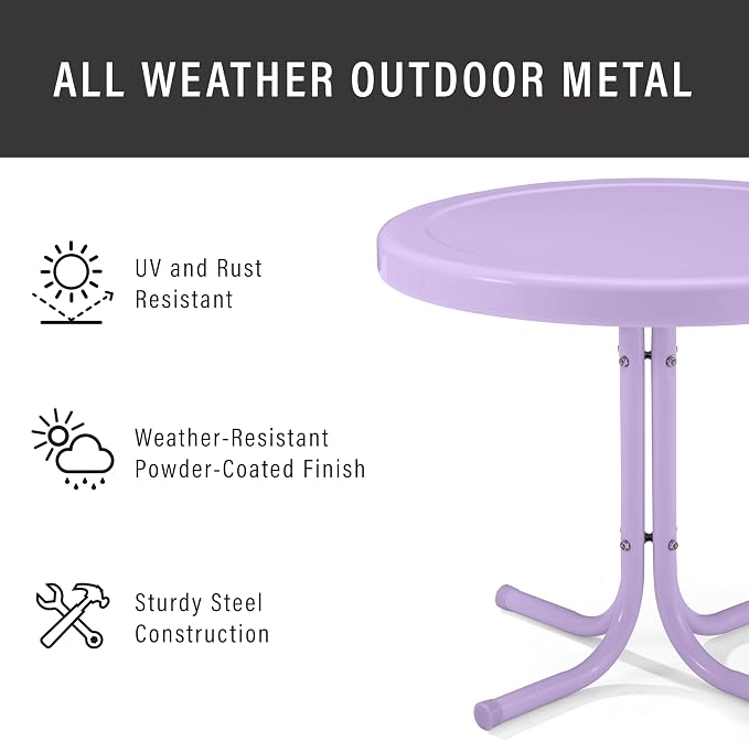 Crosley Furniture Griffith Weather Resistant Retro Metal Outdoor Side Table - Image 5