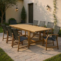 Amazonia Franklin 9-Piece Rectangular Extendable Patio Dining Set Teak Finish by Affordableluxury