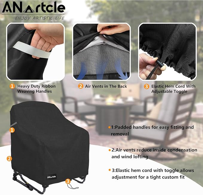 Rocking Chair Covers for GCI Outdoor 37072 Chair, Freestyle Rocker, Waterproof - Image 4