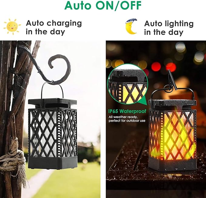 TomCare Solar Lights Outdoor Flickering Flame Solar Lantern Outdoor Waterproof - Image 5