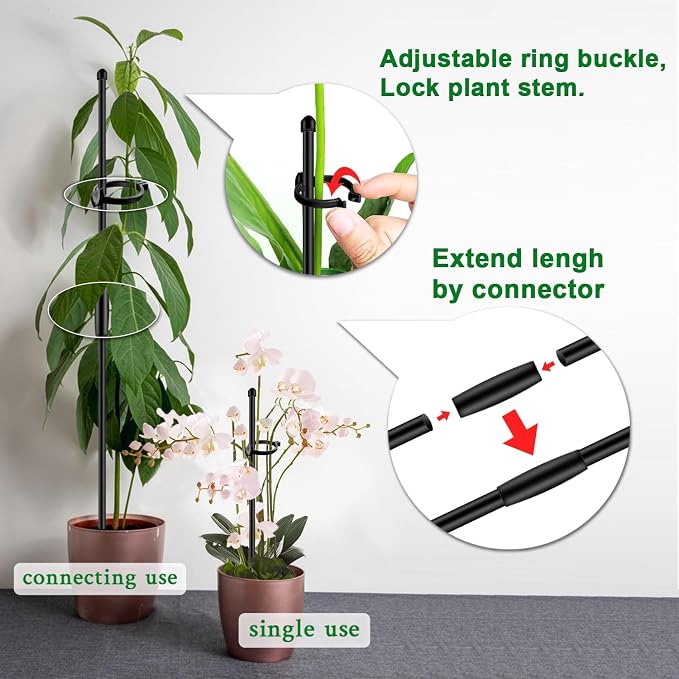 Plant Stakes 17inch &11inch SupKing Adjustable Length Plant Support Stake 16Pcs - Image 3