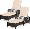 Tangkula Wicker Chaise Lounge Outdoor Set of 2, Patio Rattan Reclining Chaise by TANGKULA