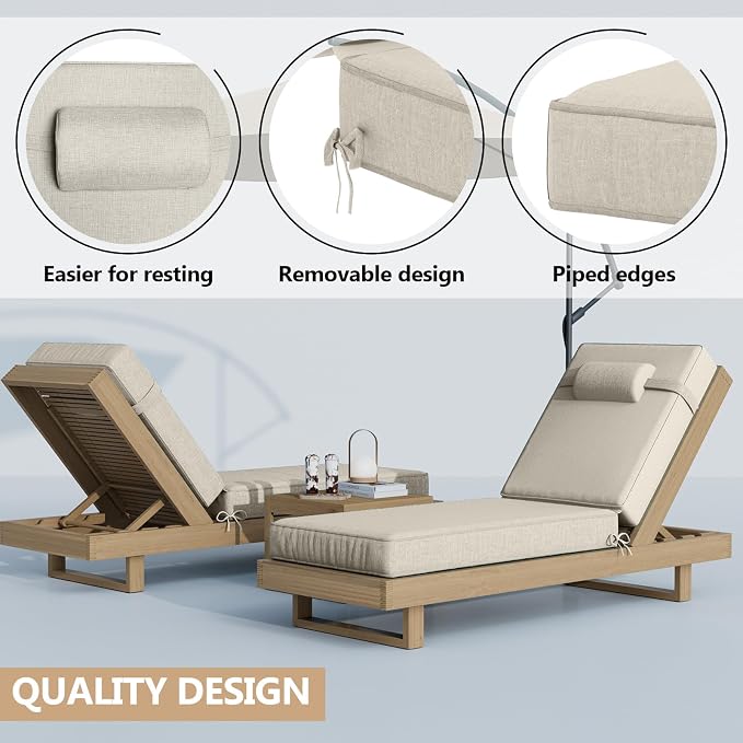 72 x 21 x 4 Inch Olefin Chaise Lounge Cushions, Lounge Chair Cushions - Image 6
