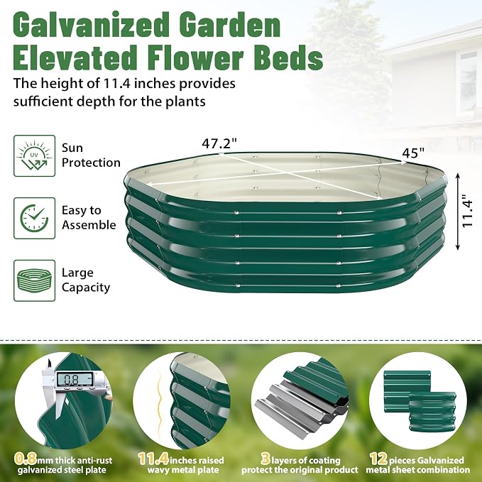 Hexagon Raised Garden Bed, 48 Inch Diagonal & 12 Inch Tall, Galvanized Steel - Image 3