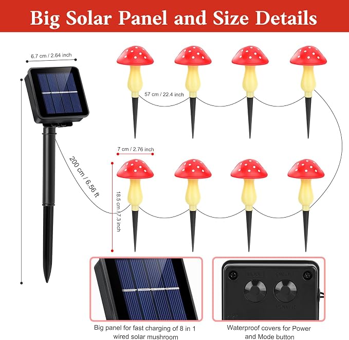 Mushroom Solar Lights Outdoor Waterproof, Whimsical and Cute Solar Mushrooms - Image 6