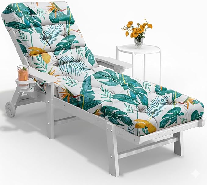 All Weather Chaise Lounge Cushions Outdoor 74.4 x 22 x 4 Inches Lounge Chair by Tycdiose