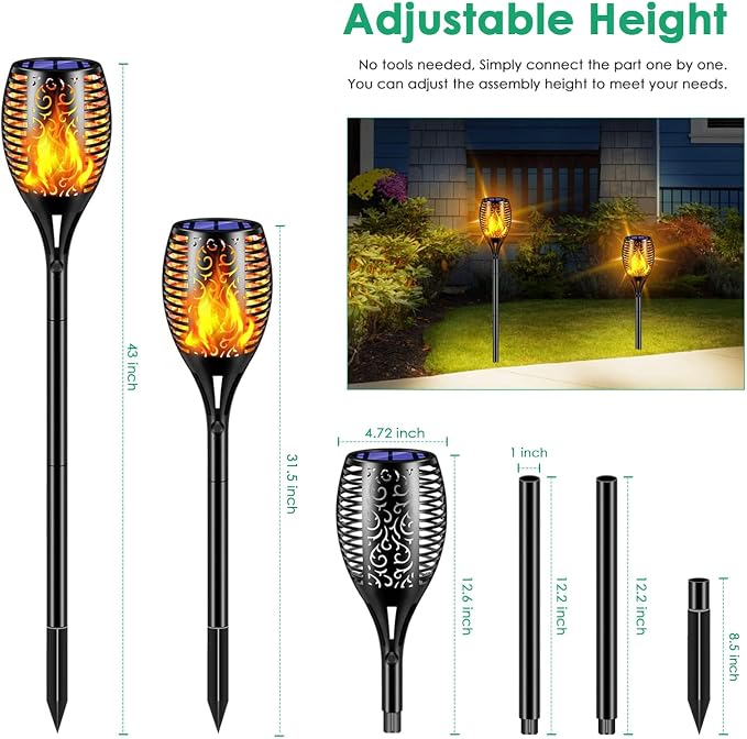 TomCare Solar Lights Outdoor 99 LED Higher & Larger Flickering Flame Solar - Image 3