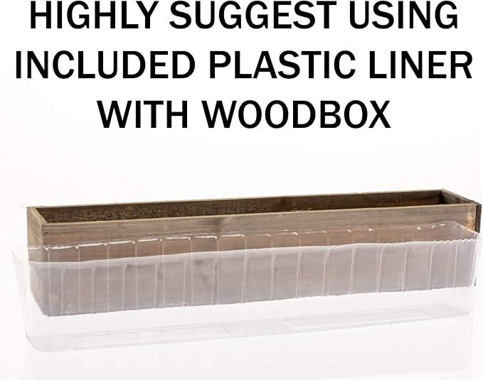 20" Rectangular Rustic Wood Planter - Image 5