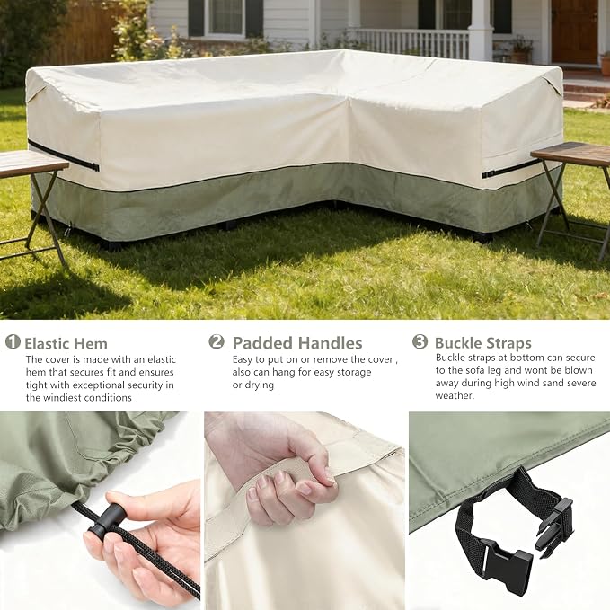 okcool Outdoor Sectional Sofa Cover Waterproof-L-Shaped Patio Furniture Covers - Image 5