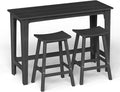 Outdoor Patio Bar Height Table and Tall Stools Set of 2, All-Weather HDPE High by Suunyn