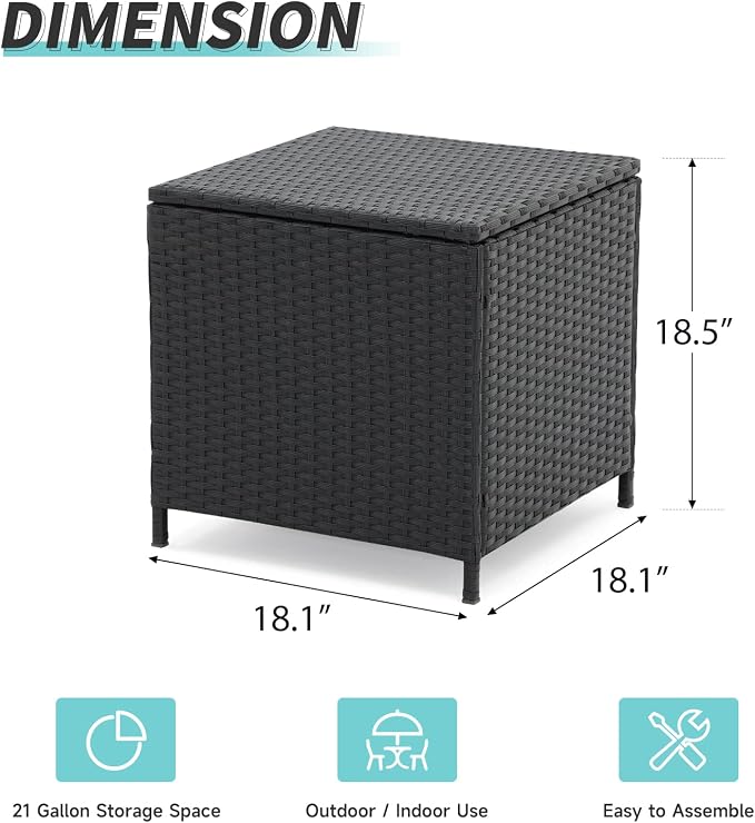 Verano Garden Outdoor Wicker Side Table, Small Storage Rattan Wicker End Table - Image 3