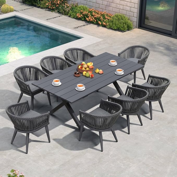 PURPLE LEAF 9 Pieces Outdoor Dining Set by PURPLELEAF