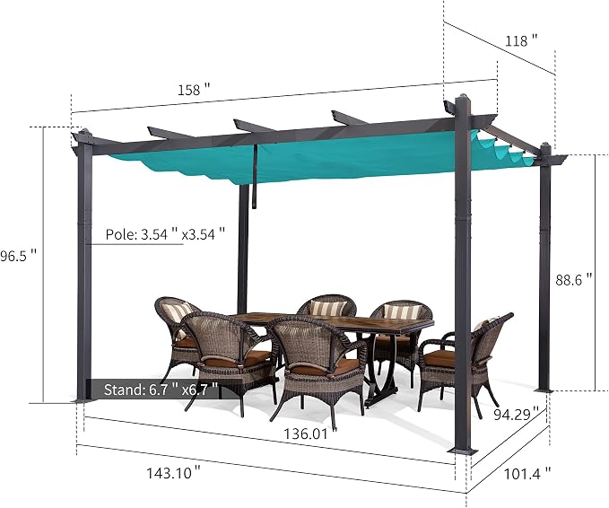 PURPLE LEAF 10' X 13' Outdoor Retractable Pergola - Image 8