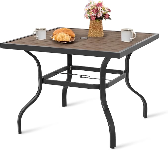 NUU GARDEN Outdoor 37” Square Metal Dining Table, Patio Dining Table - Image 4