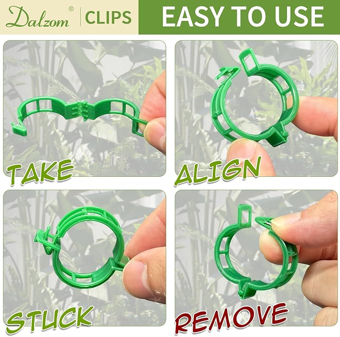 Dalzom® 300Pcs Tomato Clips, Plastic Trellis Clips Plant Support Clips - Image 3
