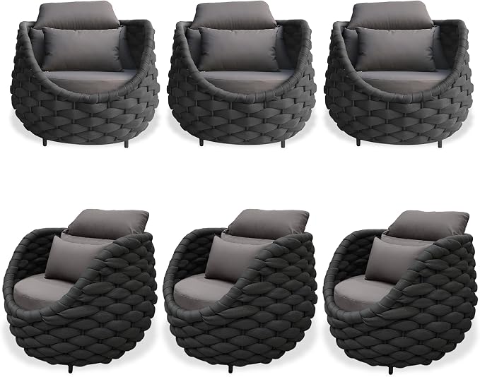 TWT 6 Pieces Patio Sofas All-Weather Rope Balcony Furniture by TWT