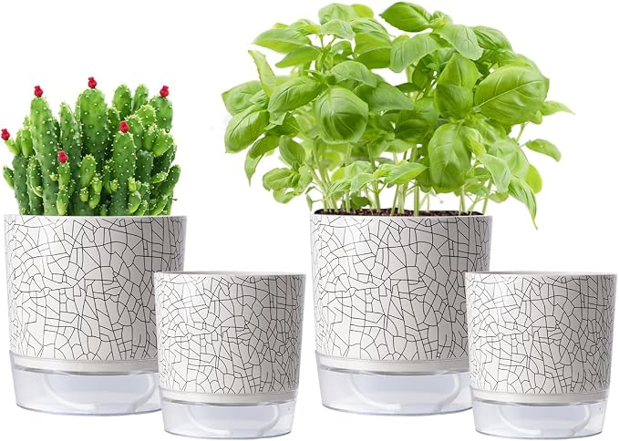 Self Watering Pots for Indoor Plants, 5 & 4 Inch Stylish Flower Pots - Image 8