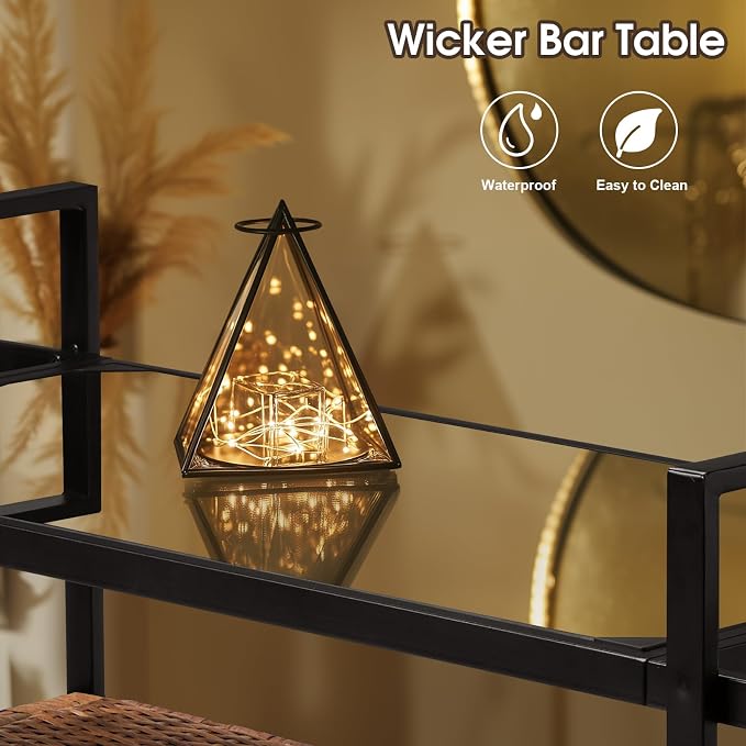 VINGLI Wicker Outdoor Bar Cart - Image 7