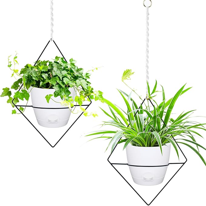 Hanging Planters for Indoor Plants, 2 Set Self Watering Hanging Flower Pots by Koalaime