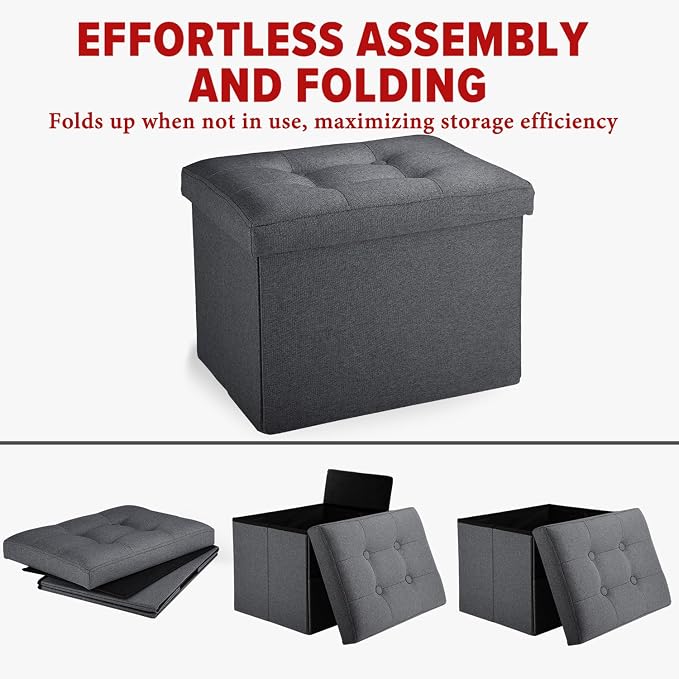 LINMAGCO Small Storage Ottoman Stool Foot Rest Stool Under Desk Stool Short - Image 4