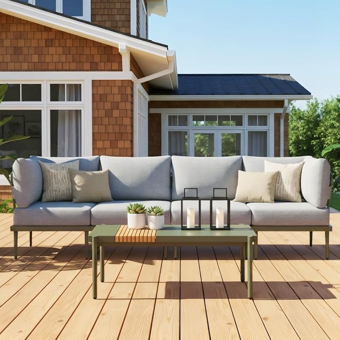 Sundale Outdoor 5 Pieces Patio Furniture Set, Metal Sectional Sofa Patio - Image 8