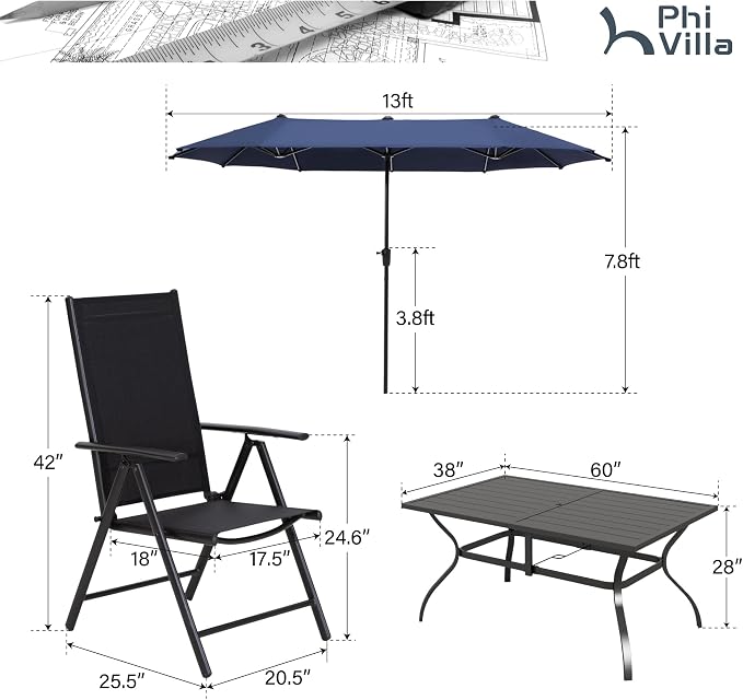 PHI VILLA 7 Piece Patio Dining Furniture Set - Image 8