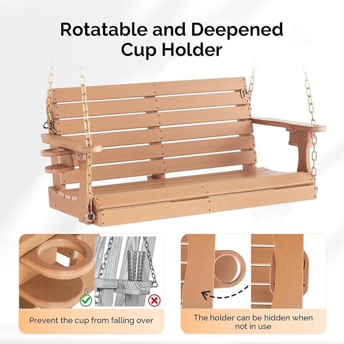 VINGLI Heavy Duty 1600 LBS HDPE Porch Swing Outdoor - Image 2