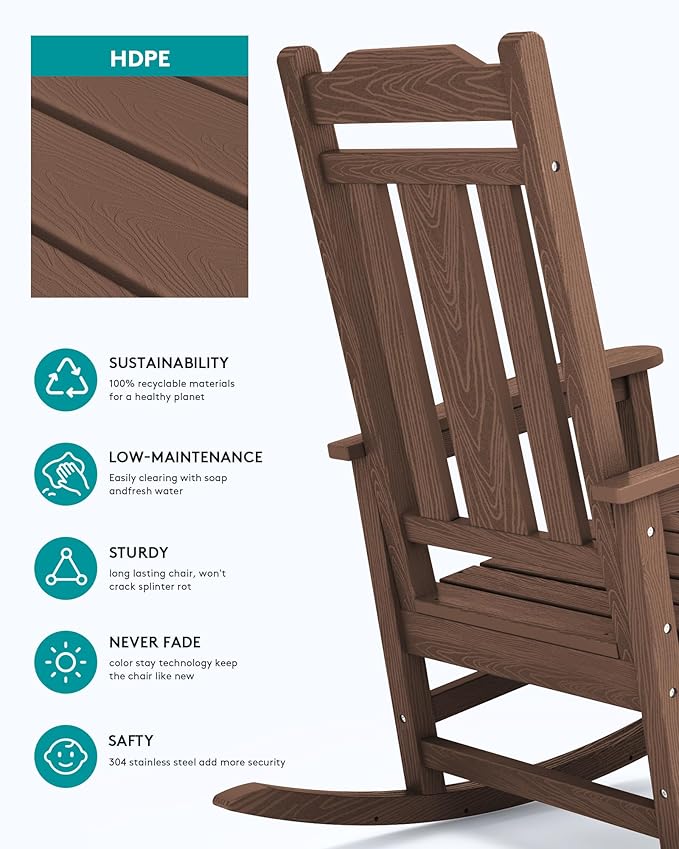 SERWALL HDPE Outdoor Rocking Chairs - Image 6