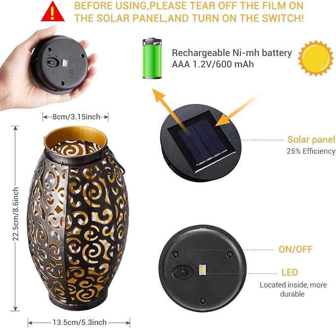 Solar Lanterns Outdoor Waterproof, 2 Pack Solar Garden Lanterns, LED Hanging - Image 5