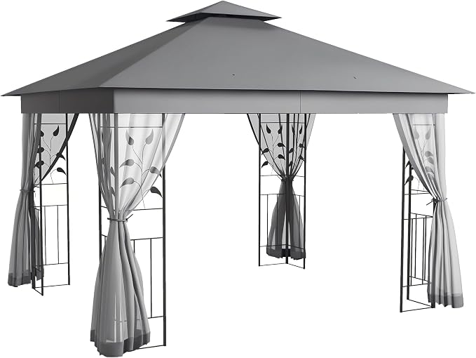 Outsunny 10' x 11.5' Metal Patio Gazebo, Double Roof Outdoor Gazebo Canopy by Outsunny