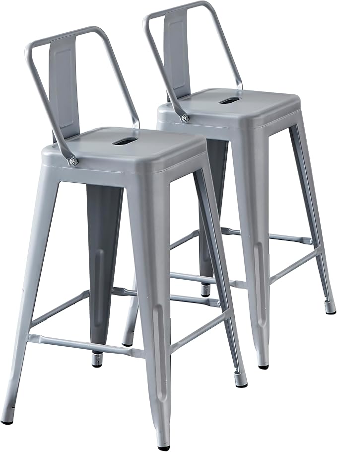 AC Pacific 24” Metal Barstool Set of 2 – Country Rustic Style by ACPacific