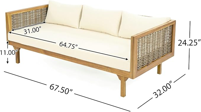 LUMISOL Patio Daybed with Rattan Armrests - Image 2