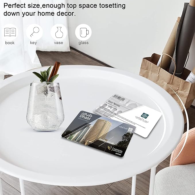Garden 4 you End Table Metal Side Table Round Folding Tray Cyan Sofa Small - Image 4