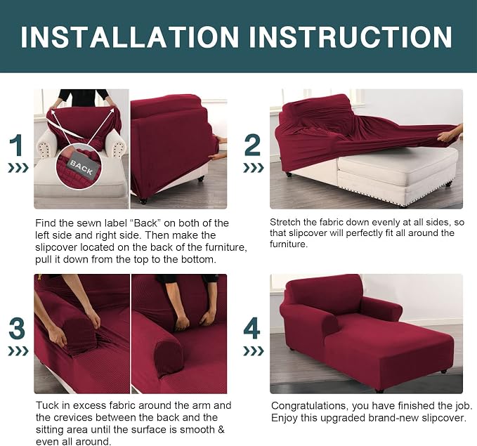 FantasDecor Chaise Lounge Cover Stretch Chair Lattice Slipcover - Image 7