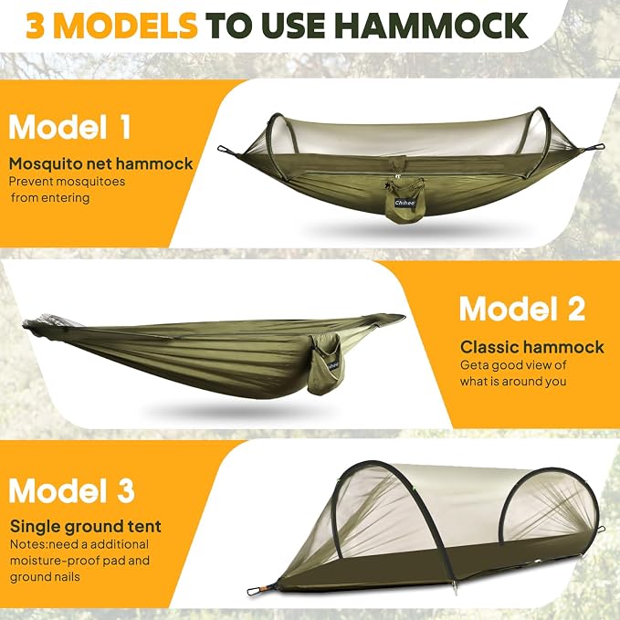 Chihee Ultra-Light Travel Camping Hammock Pop-up Net Hammock 660lbs Load - Image 4