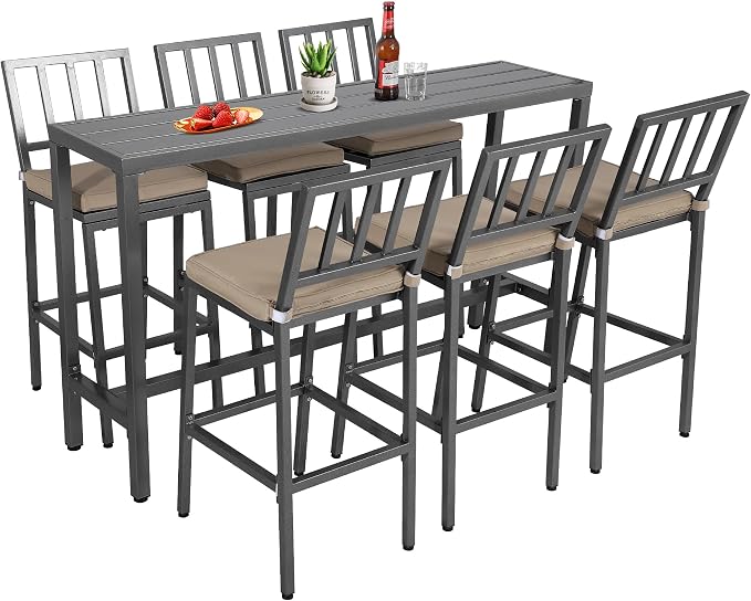 Outdoor Patio Bar Set, Bar Height Patio Dining Set, Weather-Resistant Bistro by Sumshadow