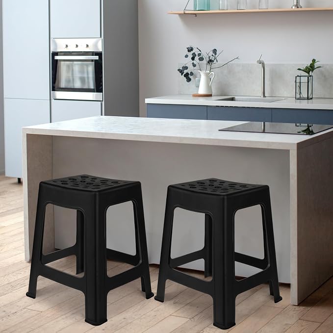 TURSTIN 6 Pack Plastic Stools 16.9 Inch Black Nesting Stools Portable Backless - Image 7