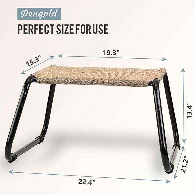 Outdoor Footstools for Patio, Backyard Patio Furniture Metal Frame Small Seat - Image 2