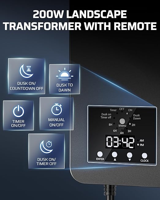 DEWENWILS 200W Low Voltage Landscape Transformer, 120V AC to 15V DC, Outdoor - Image 3