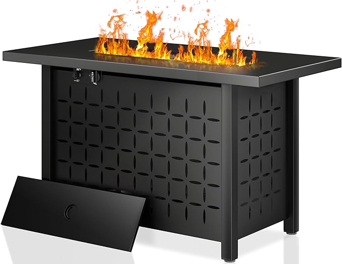 43 Inch Propane Fire Pit Table, 000 BTU Rectangular Gas FirePits, CSA-Certified by Shintenchi