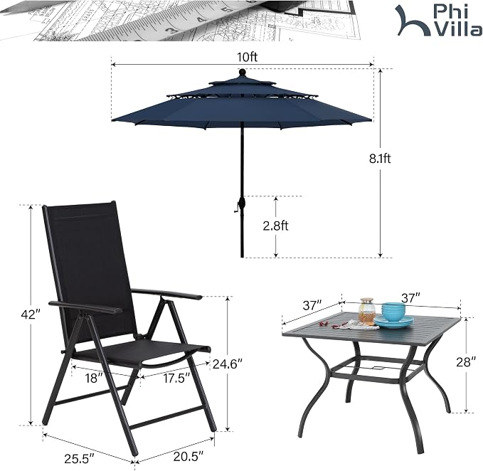 PHI VILLA 5 Piece Outdoor Dining Set - Image 9
